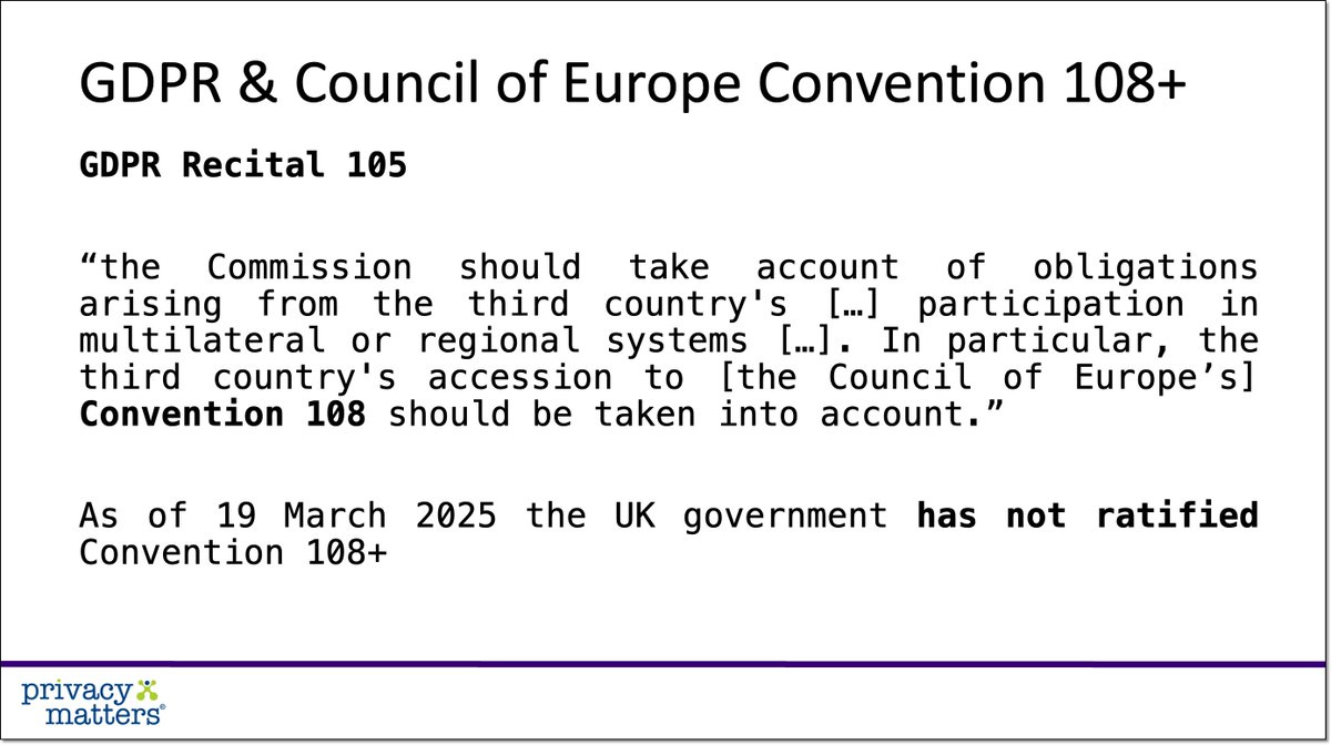 PrivacyMatters's tweet photo. 2/ Per Recital 105 of the GDPR, the UK government has so far failed to ratify the @coe #Convention108+, this is despite in 2020, the UK govt carrying out 'Research and Analysis to review the compatibility of the UK Domestic Data Protection Framework' with the CoE Convention108+ https://t.co/CnWPs5MjiS