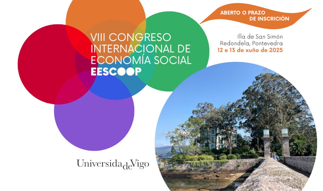Os días 12 e 13 de xuño na Illa de San Simón... falarase de #economíasocial!!!
Está aberta a inscrición para o congreso internacional que organizan a Universidade de Vigo e Eescoop, especialmente dirixido a investigadorxs.
Máis info: f.mtr.cool/fltjdwkfcj