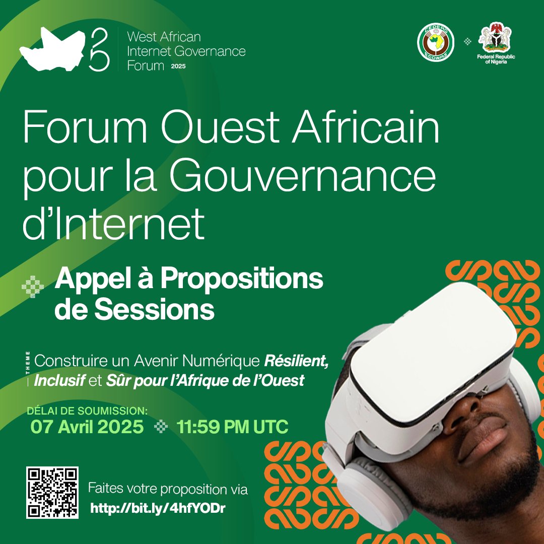 L'appel est lancé ! Rejoignez les voix les plus influentes de la gouvernance de l'Internet pour orienter le débat et ouvrir la voie à un avenir numérique sûr, inclusif et résilient pour l'Afrique de l'Ouest.
Postulez via ce lien: bit.ly/4hfYODr
#Internet #WAIGF25