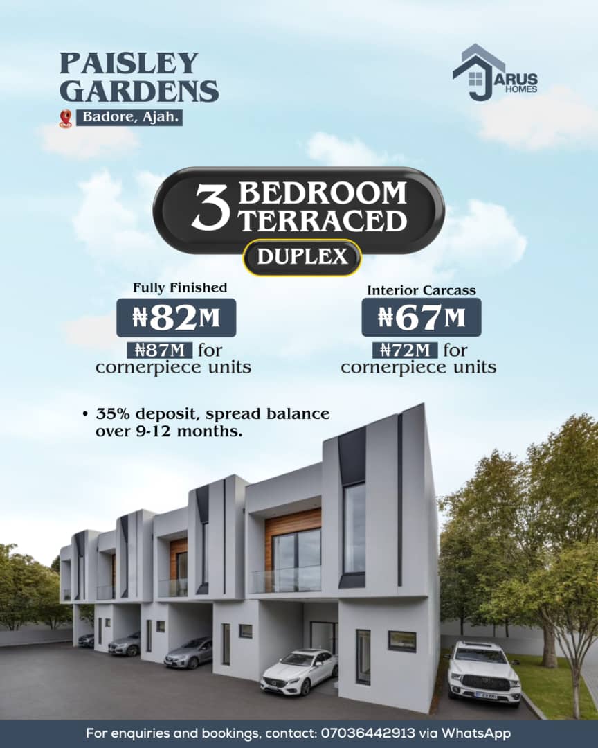 JarusHomes's tweet photo. #NowSelling
Own your dream home in Lagos, Abuja, or Kwara! ๐
Enjoy luxury, comfort, and value with flexible payment plans. Secure your unit with an initial deposit and spread the balance over 9-12 months.
Send us a DM/contact the numbers on the flyers for enquiries. https://t.co/ogHlaa1qXx