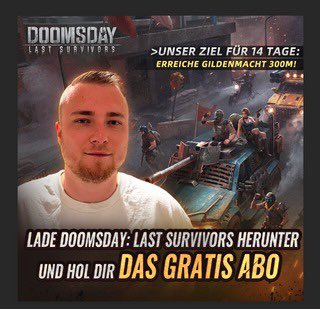 Ladet @doomsdayEN über meinen Link herunter, tretet meiner Gilde [Erpl]DieErpel bei und lasst uns gemeinsam Zombies bekämpfen. R:770 [x:341 y:1136] ins.click/DMSxTheSolution Tretet bei und gewinnt Abos für die Com! 
19 Uhr stellen wir uns dem #Doomsday - schaltet ein!