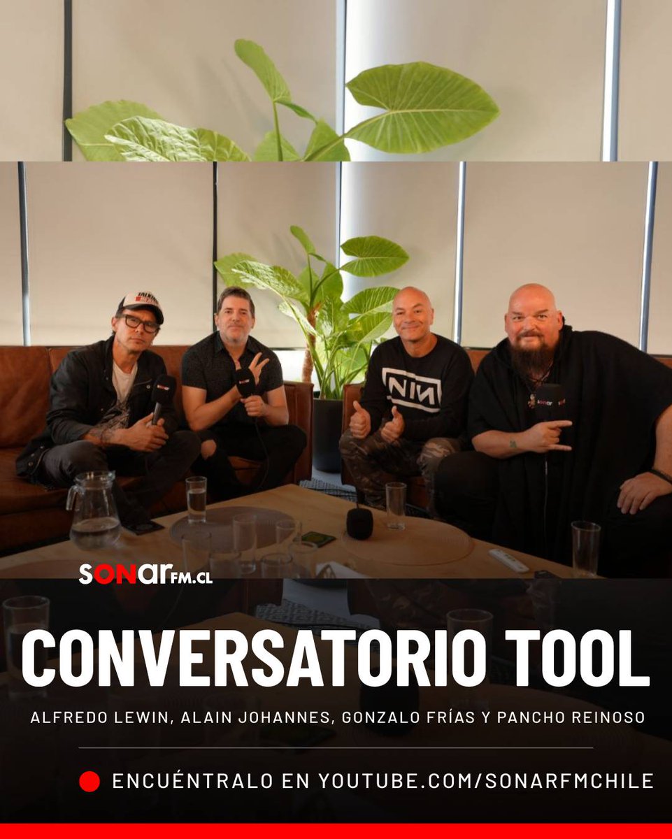 Sonar 105.3FM (@sonarfm) on Twitter photo YA DISPONIBLE EN NUESTRO CANAL DE YOUTUBE, SONARFM CHILE 🔴
Estrenamos el conversatorio sobre Tool protagonizado por <a href="/alfaxis/">Alfredo Lewin</a>, <a href="/AlainJohannes/">Alain Johannes</a>, <a href="/Gonzalo7movicio/">Gonzalo Frías</a> y <a href="/reinosiano/">Francisco Reinoso</a>, ¿ya lo viste? 📹
youtube.com/watch?v=7g77UF… YA DISPONIBLE EN NUESTRO CANAL DE YOUTUBE, SONARFM CHILE 🔴
Estrenamos el conversatorio sobre Tool protagonizado por <a href="/alfaxis/">Alfredo Lewin</a>, <a href="/AlainJohannes/">Alain Johannes</a>, <a href="/Gonzalo7movicio/">Gonzalo Frías</a> y <a href="/reinosiano/">Francisco Reinoso</a>, ¿ya lo viste? 📹
youtube.com/watch?v=7g77UF…