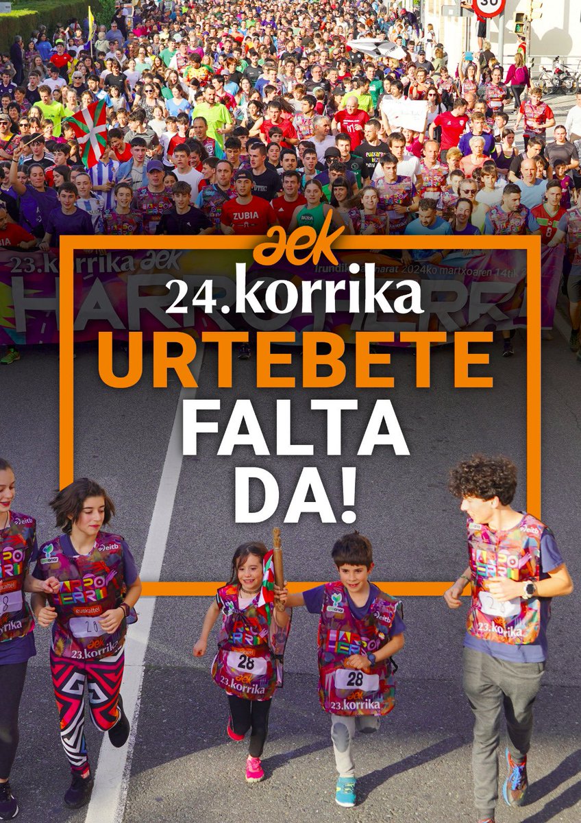 Urtebete falta da! Urtebete barre, negar, jauzi eta KORRIKA egiteko!! 🏃‍♀️🏃‍♂️🤸🤸‍♀️😂😊🫀🥺🤩 Urtebete Euskal Herriko kaleak Euskaraz jantzi eta lotzeko! Gure hizkuntza eskubidea aldarrikatzeko! Gora AEK eta gora KORRIKA!