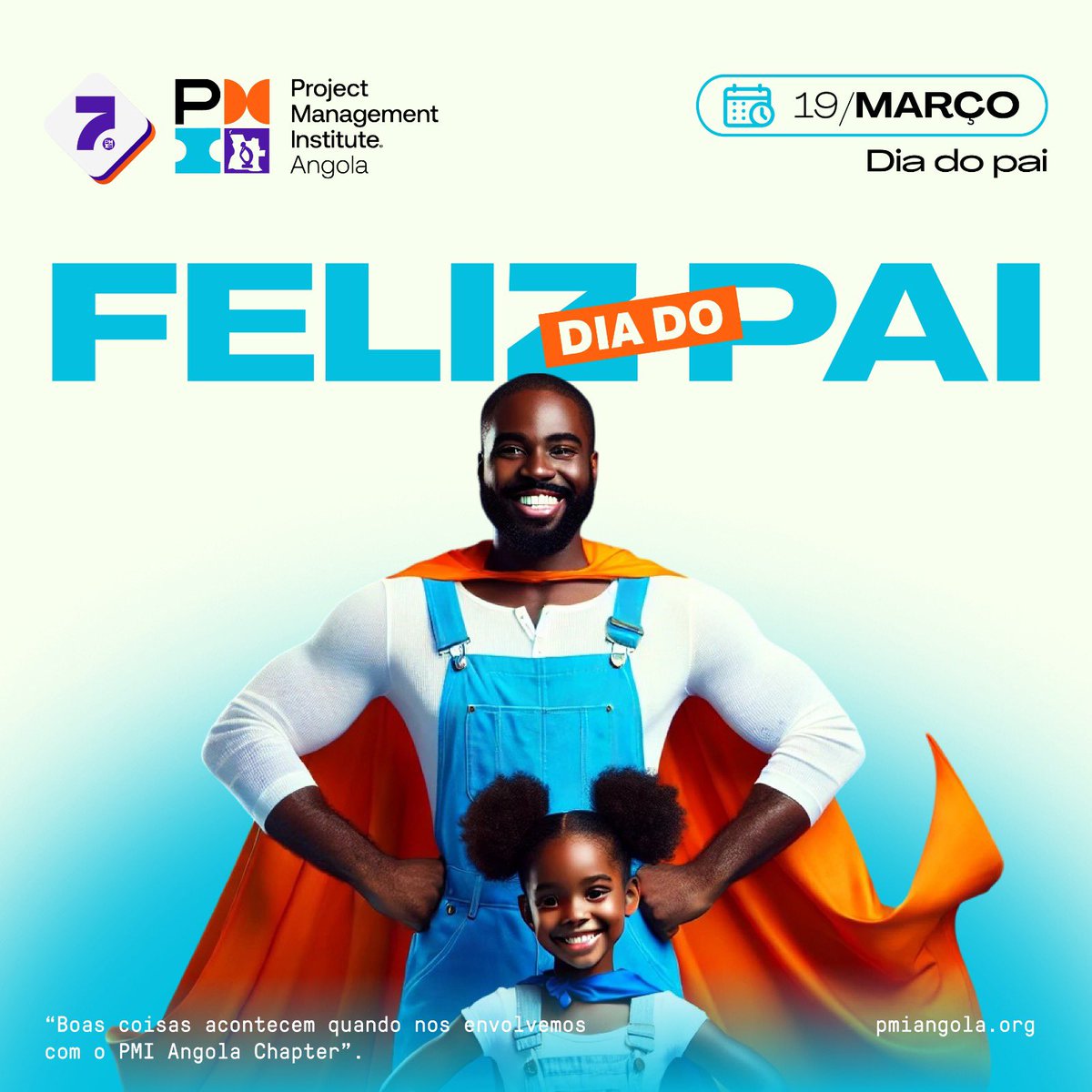 Just like in projects, in parenting it is essential:
✅ Clear communication
✅ Planning and organization
✅ Empathy and active listening
To the fathers who care with love &amp; dedication for their families, we wish you a happy #FathersDay! 💼💙

#pmiangola 
#LeadershipInTheFamily