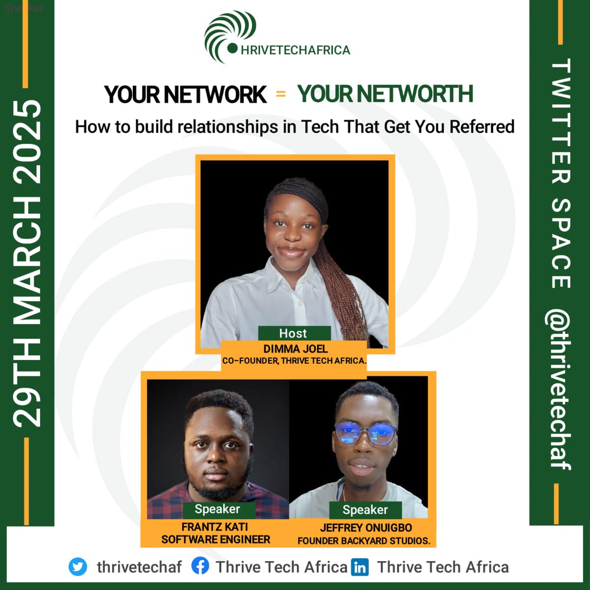 Struggling To Land Opportunities In Tech? 🤔

Your skills can open doors, but the right network gets you in! 💯

Join Thrive on March 29th at 8 PM for a powerful Twitter Space:
"Your Network = Your Net Worth – How to Build Relationships in Tech That Get You Referred." 👇