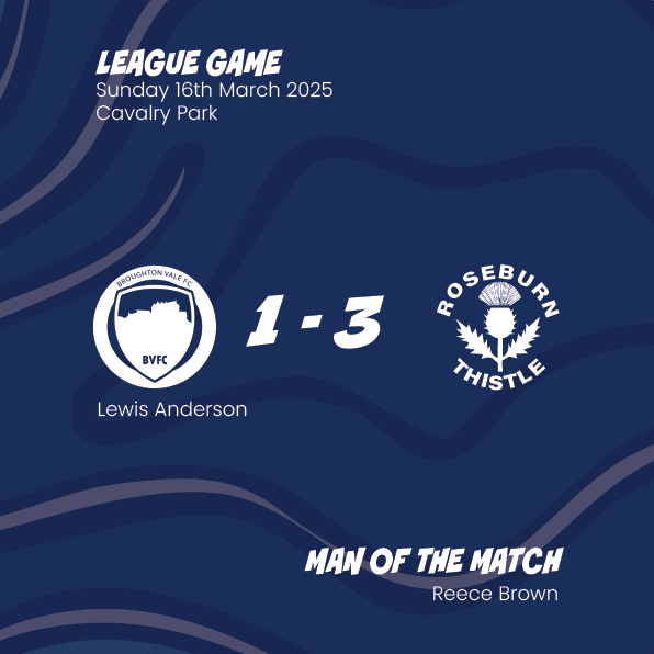BroughtonValeFC's tweet photo. It was defeat at home this weekend vs Roseburn. Poor first half from us left ourselves too much to do second half 💙⚽ #BVFC #SundayLeague #ManoftheMatch #Starting11 #FinalScore https://t.co/Wauxqqb3fQ