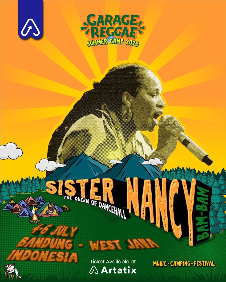 artatixcoid's tweet photo. Garage Reggae Summer Camp 2025 siap mengguncang Bandung pada 4-6 Juli!

Festival reggae unik di tengah hutan ini menghadirkan @sisternancy, @tonyqrastafara.official, @thepapsbdg, @baxlaxboy, @kingmasmus_official, dan banyak lagi. https://t.co/cmznRsRFIW