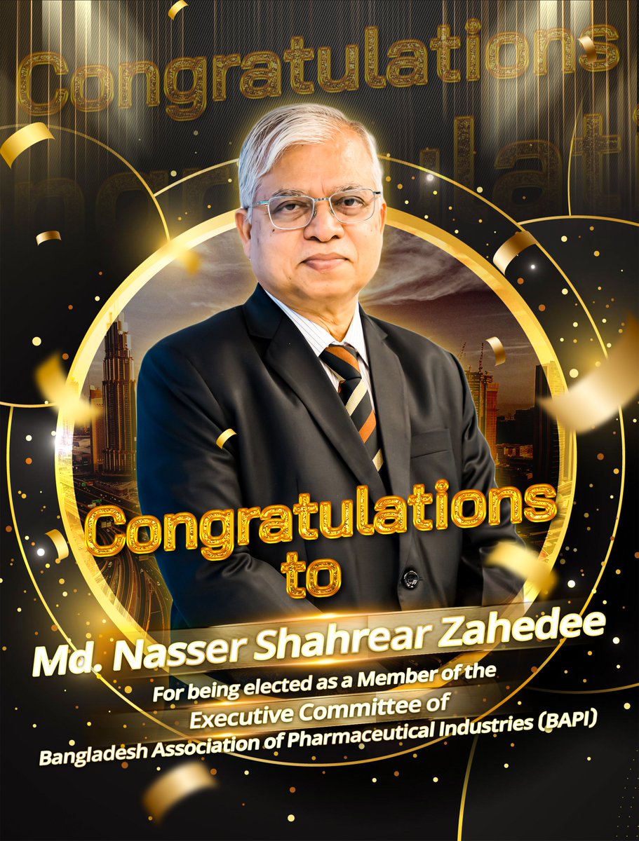 Elected as a member of the Executive Committee of the Bangladesh Association of Pharmaceutical Industries — a responsibility I carry with pride.

With your trust and support, I move forward with the vision of strengthening and advancing our pharmaceutical sector. 🇧🇩