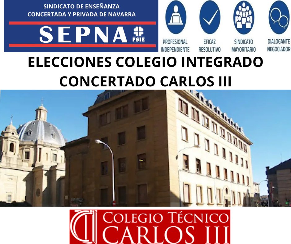 En las elecciones celebradas ayer, en el centro integrado concertado Calos III, conseguimos mantener a nuestro representante sindical. Gracias al personal que allí trabaja por seguir confiando en nuestro sindicato.
#sepnafsie
#SomosFSIE
#enseñanzaconcertadanavarra