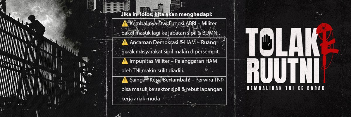 FREE HEADER  

Silahkan dipakai, tidak perlu izin. Sekecil apapun perlawan adalah perlawanan. Kawal sampai menang!

#TolakRevisiUUTNI #TolakRUUTNI