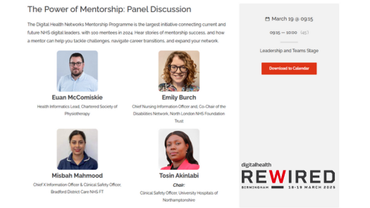 Digital Health Rewired (@dhrewired) on Twitter photo ⏰15-minutes to go for: The Power of Mentorship⏰#Rewired25
With <a href="/EMAHPInfo/">Euan McComiskie</a>, <a href="/thecsp/">Chartered Society of Physiotherapy (CSP)</a>, <a href="/elmorose84/">Emily Burch 💙</a>, <a href="/NELFT/">North East London NHS Foundation Trust (NELFT)</a>, Misbah Mahmood, <a href="/ActAsOneBDC/">Bradford District Craven Health & Care Partnership</a> ⏰15-minutes to go for: The Power of Mentorship⏰#Rewired25
With <a href="/EMAHPInfo/">Euan McComiskie</a>, <a href="/thecsp/">Chartered Society of Physiotherapy (CSP)</a>, <a href="/elmorose84/">Emily Burch 💙</a>, <a href="/NELFT/">North East London NHS Foundation Trust (NELFT)</a>, Misbah Mahmood, <a href="/ActAsOneBDC/">Bradford District Craven Health & Care Partnership</a>
