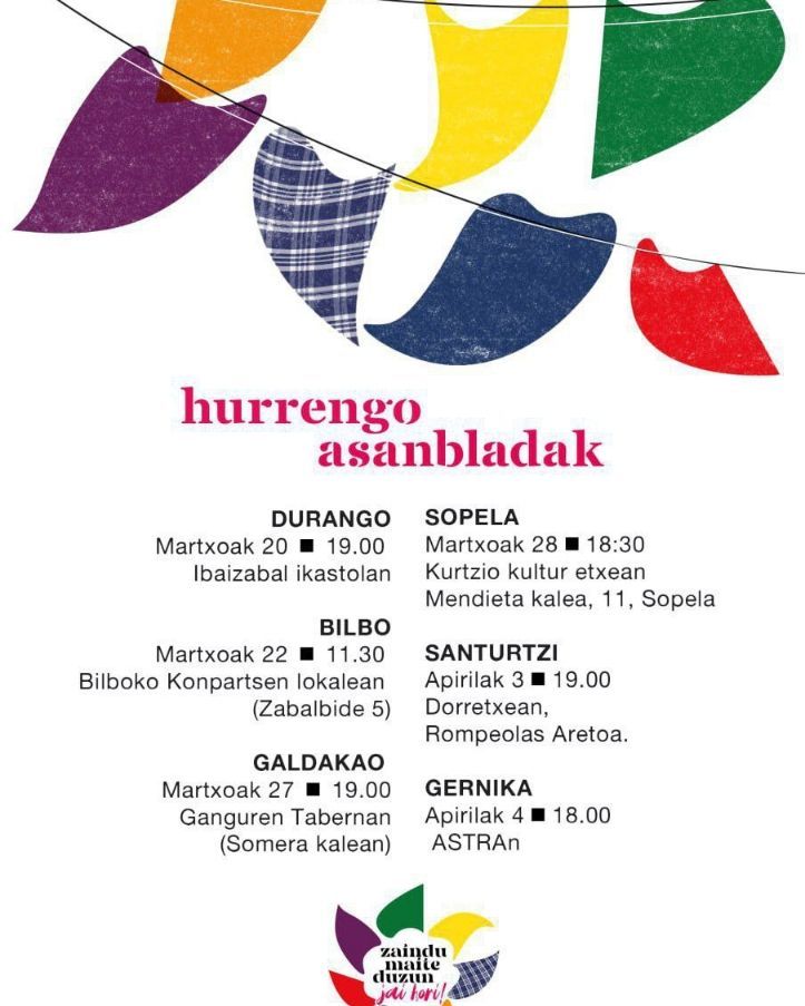 ❗️ Bizkaiko jai eragileen hurrengo asanbladak irekiak, TicketBai sistemaren eta oldarradi pribatizatzailearen aurrean elkarrekin hausnartzeko eta txosnen eta jai herrikoien biziraupenerako konponbideak bilatzeko.