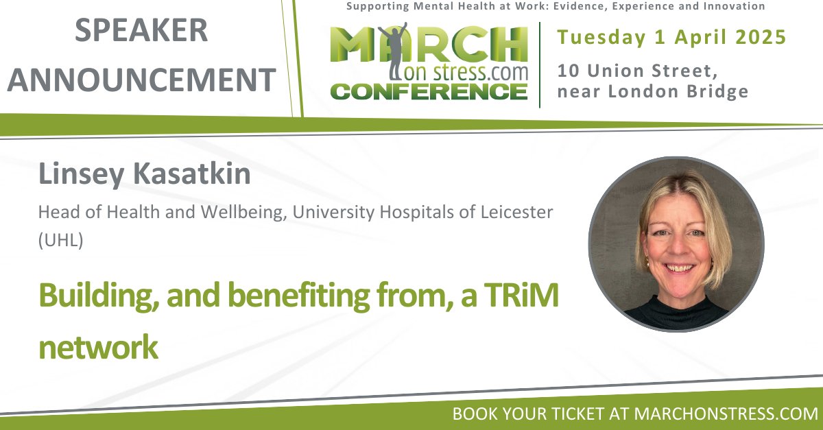 March on Stress (@marchonstress) on Twitter photo Linsey Kasatkin is speaking at the March on Stress conference on the 1st April, discussing the implementation and benefits of the NHS TRiM Network. Last few tickets available here: bit.ly/4fcFZQf
<a href="/GMGodden/">Georgina M Godden</a> <a href="/ProfNGreenberg/">Professor Neil Greenberg</a> Linsey Kasatkin is speaking at the March on Stress conference on the 1st April, discussing the implementation and benefits of the NHS TRiM Network. Last few tickets available here: bit.ly/4fcFZQf
<a href="/GMGodden/">Georgina M Godden</a> <a href="/ProfNGreenberg/">Professor Neil Greenberg</a>