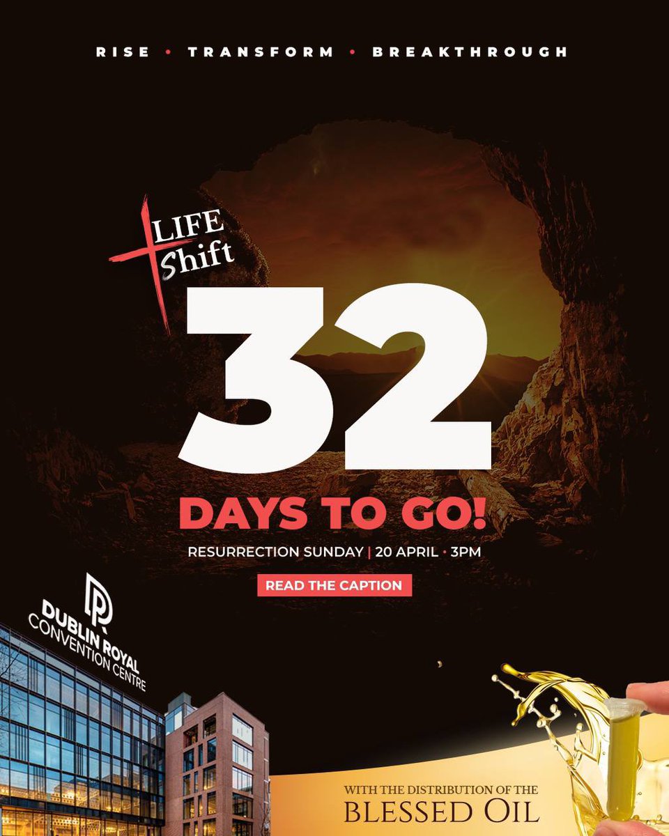 Universal_IRE's tweet photo. 32 DAYS TO GO!
Easter Sunday • 3pm 

Prepare yourself for this unmissable event! 

📌To reserve your FREE bottle of the Blessed Oil - Call/Text us on 0861545567 (also via WhatsApp)

Share this post! https://t.co/NR2ihhMD9V