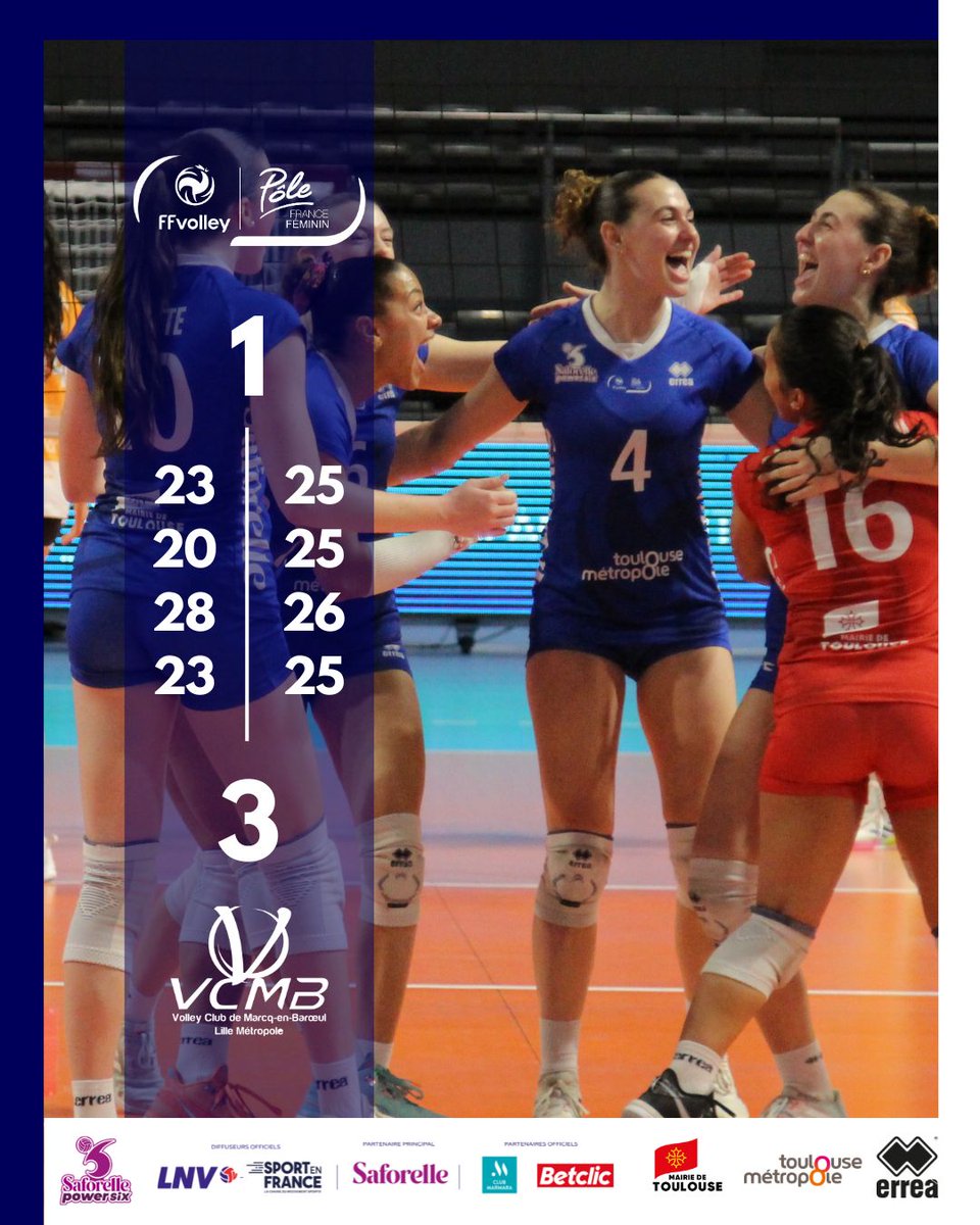 PFFVolley's tweet photo. ❌ J25 - DÉFAITE  

👉@PFFVolley  1 - 3 @Marcqvolley 
⚡️Prochain et dernier match de la saison face à @QUIMPERVOLLEY , samedi 22 Mars à 17h, en direct sur #lnvtv   

#SP6 #championnatdefrance #volleyball #volleyfeminin #sport #résultat #Toulouse
@LNVofficiel @FFvolley https://t.co/0uzgMkZjqv