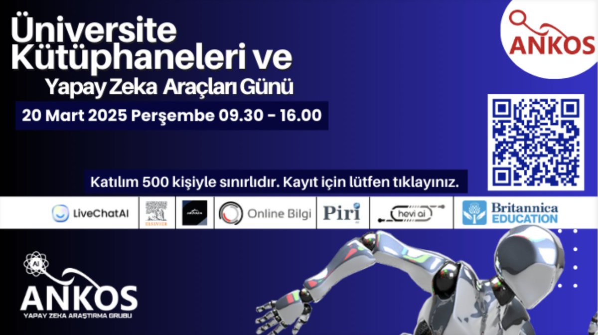 📢 #ANKOS Üniversite Kütüphaneleri ve Yapay Zeka Araçları Günü'ne Davetlisiniz!

✨ Trinka: Yapay Zeka Destekli Dil Asistanı ✨ sunumuyla katılacağız! ⏰10:30 - 10:55 🗓 20 Mart 2025📍Çevrimiçi (Zoom)

🔗 Kayıt: ow.ly/WReZ50VkxgT
(Kontenjan 500 kişi ile sınırlıdır.)