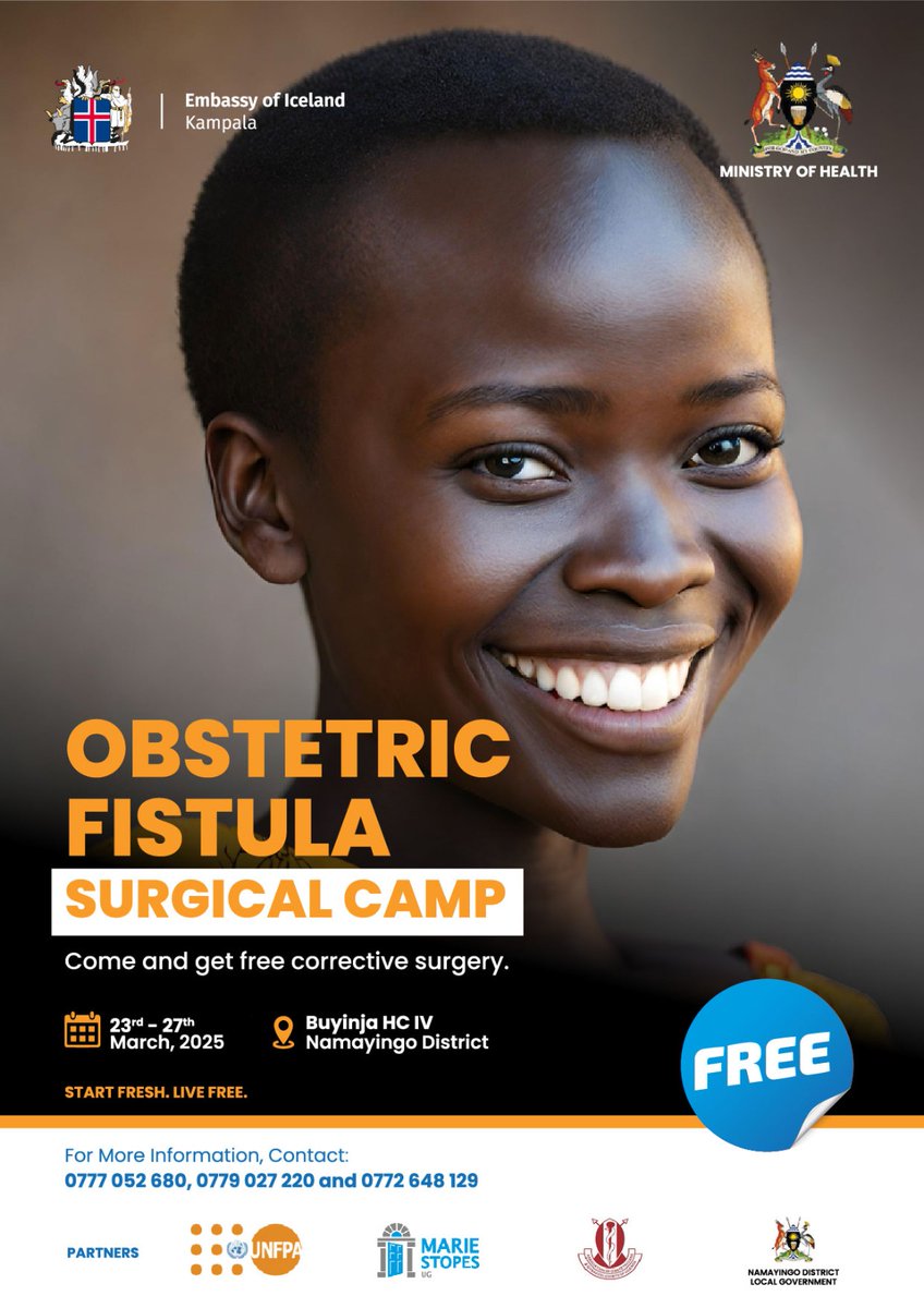 UNFPA Uganda (@unfpauganda) on Twitter photo Are you or someone you know is living with obstetric fistula? Here's an opportunity to receive FREE corrective surgery. <a href="/UNFPAUganda/">UNFPA Uganda</a> in partnership with <a href="/MinofHealthUG/">Ministry of Health- Uganda</a> <a href="/MarieStopesUg/">Marie Stopes UG</a>, <a href="/Busoga_Kingdom/">Busoga Kingdom</a> are conducting a free Camp in Namayingo District. Funded by <a href="/IcelandinUganda/">Iceland in Uganda</a> Are you or someone you know is living with obstetric fistula? Here's an opportunity to receive FREE corrective surgery. <a href="/UNFPAUganda/">UNFPA Uganda</a> in partnership with <a href="/MinofHealthUG/">Ministry of Health- Uganda</a> <a href="/MarieStopesUg/">Marie Stopes UG</a>, <a href="/Busoga_Kingdom/">Busoga Kingdom</a> are conducting a free Camp in Namayingo District. Funded by <a href="/IcelandinUganda/">Iceland in Uganda</a>