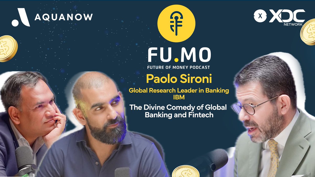FUMO: Future Of Money Podcast (@fumo_podcast) on Twitter photo Join <a href="/ronitA380/">Ronit Ghose</a> and <a href="/FinTechGuyDubai/">Gaurav Dhar</a> as they sit down with <a href="/thepsironi/">Paolo Sironi</a> to discuss how banking and fintech are evolving in the digital age!
💻 YouTube 👉 youtu.be/BxLB35qPWeQ
🔊 Spotify 👉 open.spotify.com/episode/1HA6Yo…
🎧 Apple Podcasts 👉 podcasts.apple.com/gb/podcast/120… Join <a href="/ronitA380/">Ronit Ghose</a> and <a href="/FinTechGuyDubai/">Gaurav Dhar</a> as they sit down with <a href="/thepsironi/">Paolo Sironi</a> to discuss how banking and fintech are evolving in the digital age!
💻 YouTube 👉 youtu.be/BxLB35qPWeQ
🔊 Spotify 👉 open.spotify.com/episode/1HA6Yo…
🎧 Apple Podcasts 👉 podcasts.apple.com/gb/podcast/120…