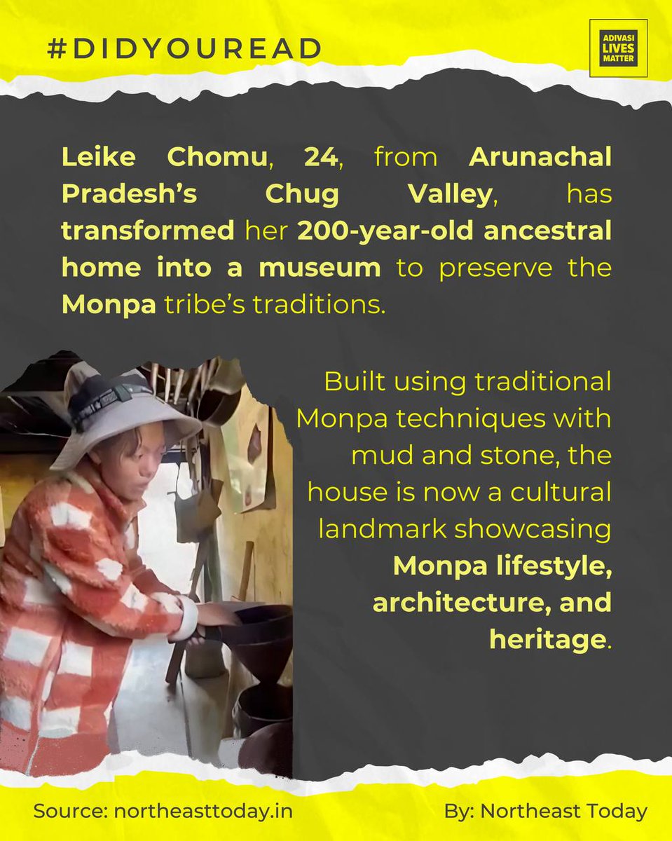AdivasisMatter's tweet image. Keeping Heritage Alive: A 200-Year-Old Home Becomes a Living Museum 

In the heart of Arunachal Pradesh, one woman is turning her ancestral home into a sanctuary of tradition—where history isn’t just remembered, but lived. 
#AdivasiAwaaz #Adivasistories #CulturalPreservation