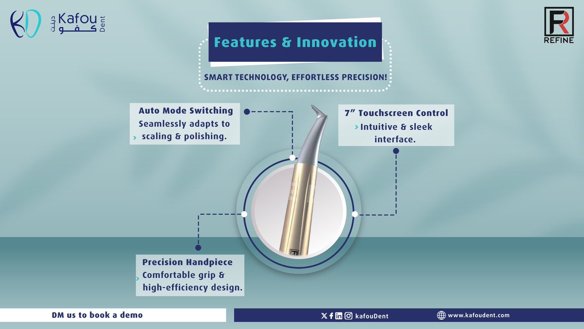 KafouDent's tweet photo. Experience the next level of dental care with PTX from Refine.
Say goodbye to outdated methods and hello to a smarter, faster, and more precise way to scale and polish.
Designed for efficiency, comfort, and superior performance, PTX takes your treatments to the future. https://t.co/s6TtIQY5Ni