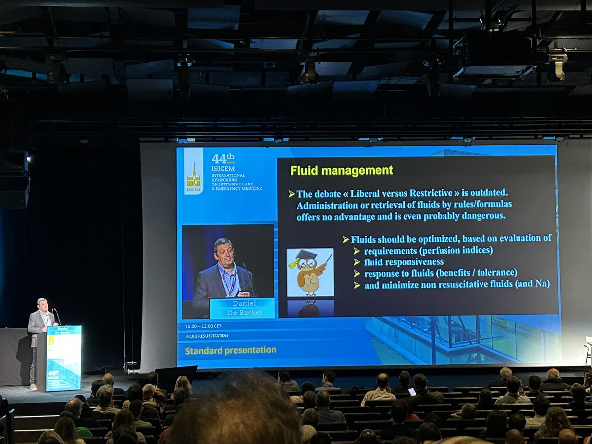 Liberal or restrictive approach of #fluid resuscitation in #ICU: OUTDATED! @DDeBacker

Optimization and personalization 
🤔Really need it?
⚖️ benefits/harms
⚠️ Sodium intake
↘️maintenance/dilution fluids 
#ISICEM25 <a href="/ISICEM/">ISICEM</a>