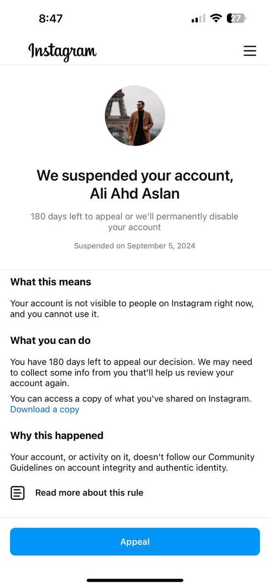 sofia_safety's tweet photo. Admit it, who has been blocked on instagram for nothing? Just like that, you live your life and one day your page doesn't exist 

My team and I help you unblock instagram, facebook and watsapp accounts👩🏻‍💻❤️

Welcome!

#instagramdisabled #AccountRecovery #Instablocked #Instasupport #Instagramhelp