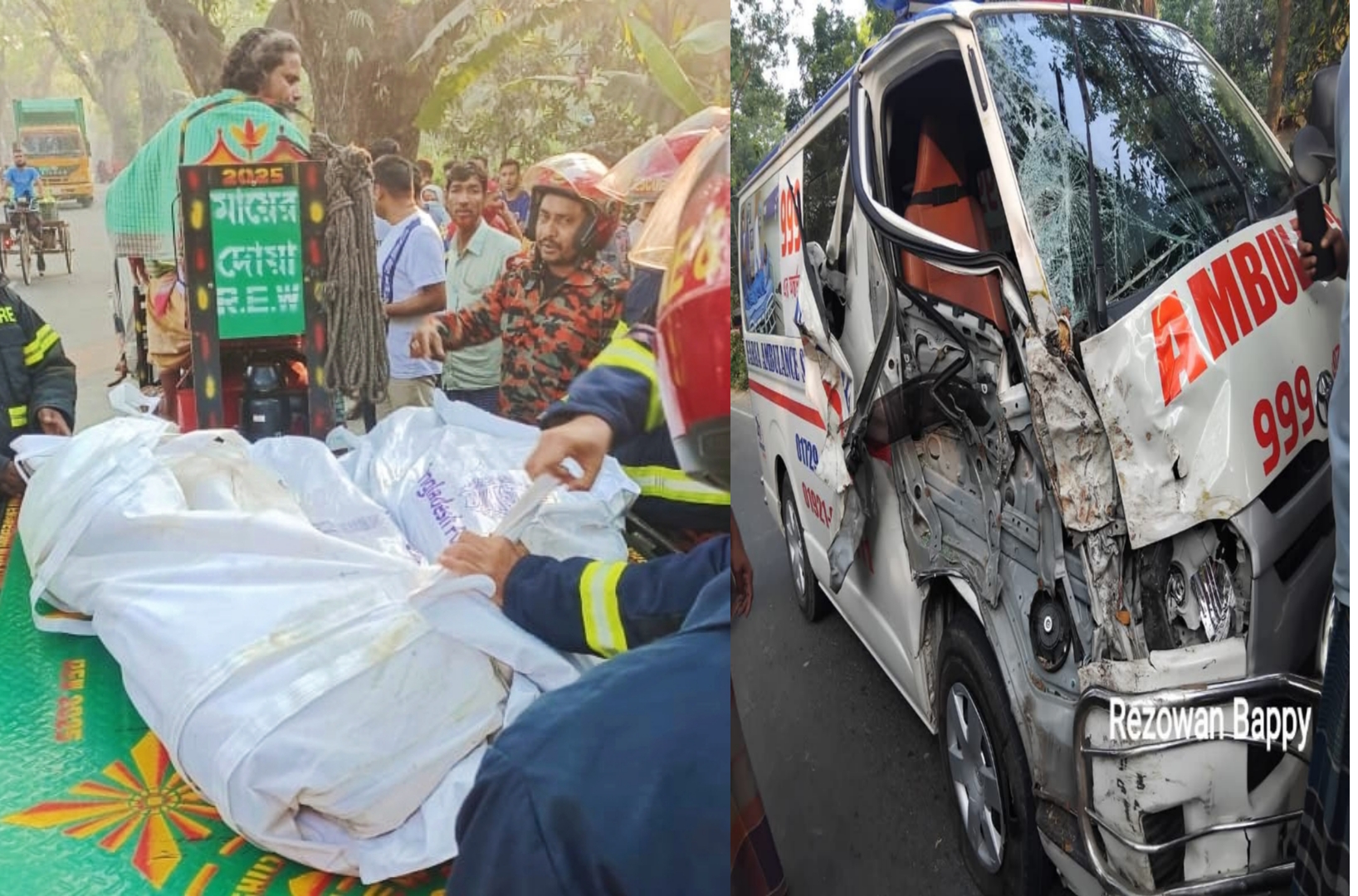 যশোরে ইঞ্জিন ভ্যান ও অ্যাম্বুলেন্সের মুখোমুখি সংঘর্ষে ৩ জন নিহত