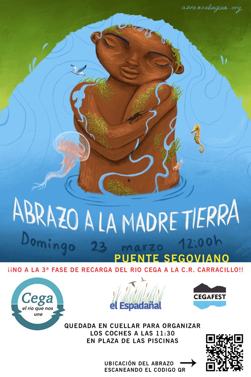 ⚠️El próximo domingo 23 nos unimos al Abrazo a la Madre Tierra. Os esperamos para realizar una cadena humana y para celebrar del día de La Tierra‼️🌎🌳
📍Puente segoviano
📅Domingo 23 de Marzo
🕛12:00h (quedada en Cuéllar a las 11:30 para organizar coches)