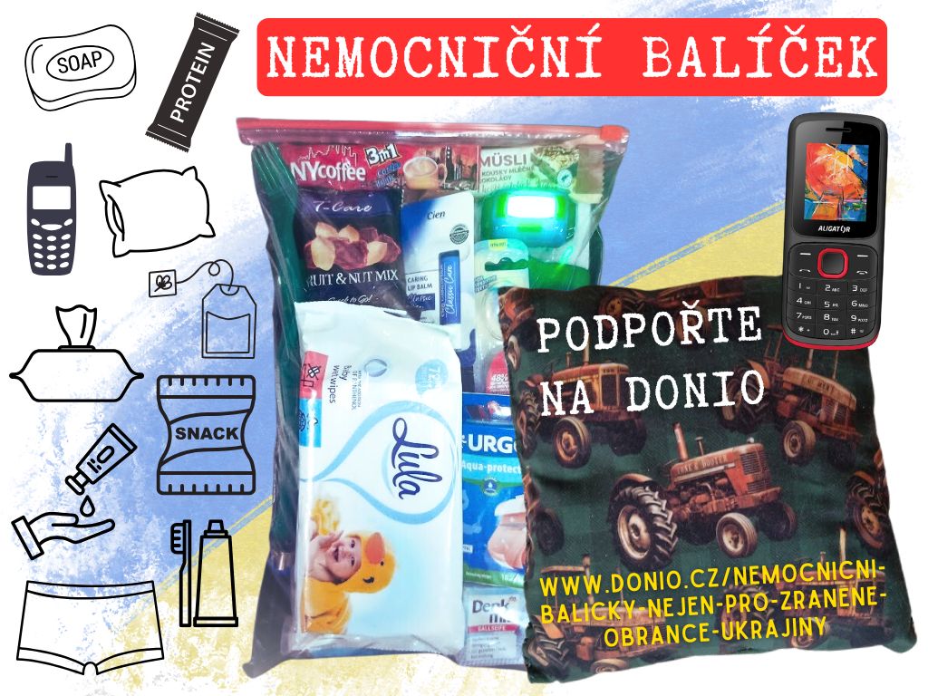 🙏 sdílejte a podpořte donio.cz/nemocnicni-bal… 🪖🇺🇦
Nemocniční balíčky pro zraněné obránce obsahují:
✅Jednoduchý mobil
✅Hygienické potřeby
✅Triko, šortky, ponožky
✅Instantní potraviny
✅Polštářek
✒️K příspěvku do sbírky nezapomeňte uvést svůj vzkaz, který vložíme do balíčku
