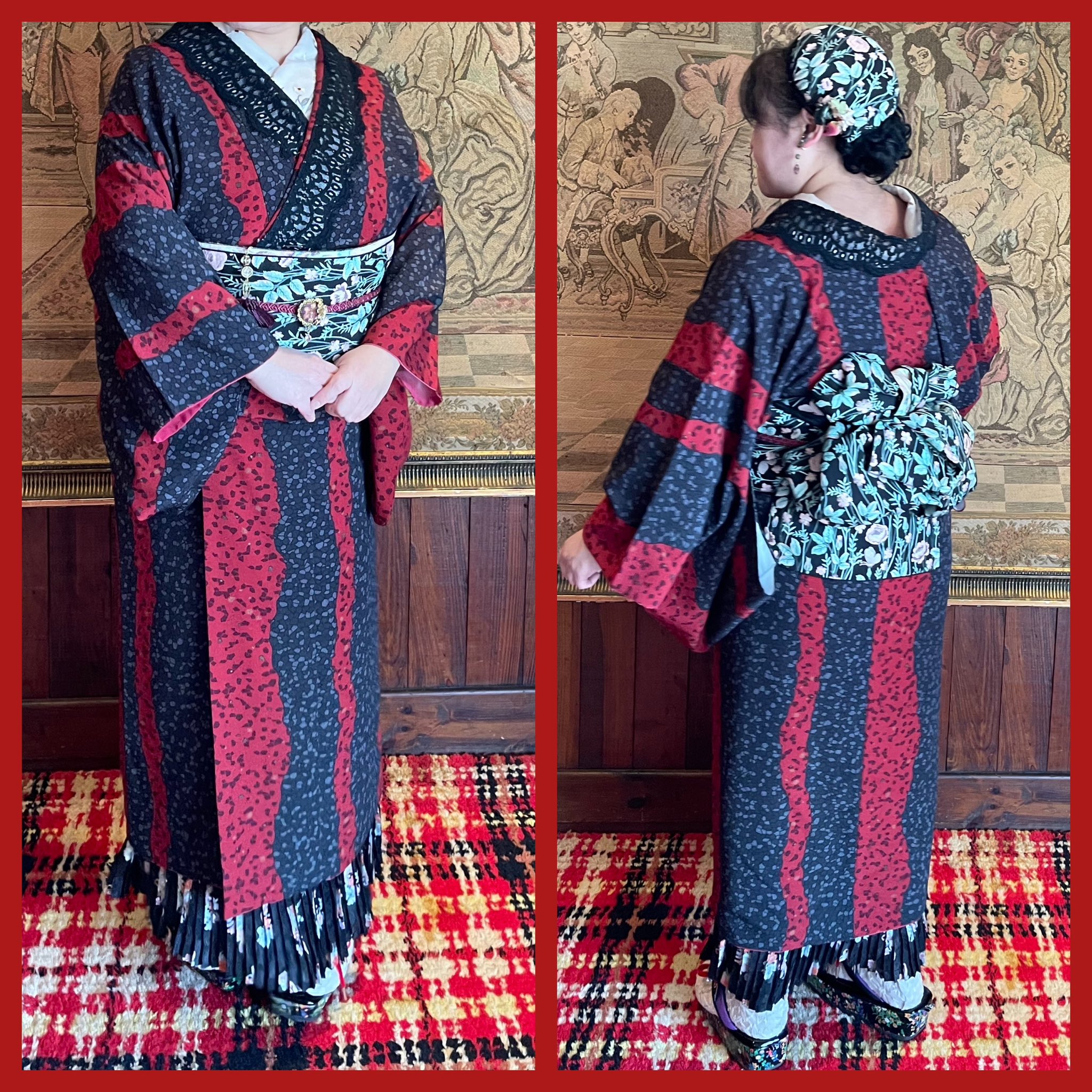 超美品 ミセル裾よけ ホムシュヘム M 黒レース プリーツ