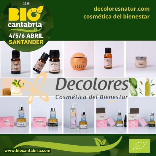 Biocantabria's tweet photo. #Decolores #Cosmética del #Bienestar.  Belleza, salud y #sostenibilidad en cada frasco. Es conexión con la naturaleza y respeto por el medio ambiente. Creada en #Requejo, #Campoo, poducto local y km0. Estarán en #BioCantabria del 4 al 6 de abril en @PdeExposiciones en #Santander https://t.co/xj03kReOcU