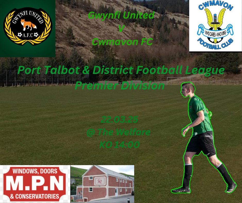 GwynfiU's tweet photo. Another Saturday at the Welfare. This week we welcome @CwmafanC , our last meeting ended in a draw so the team will be looking to capitalise on last weekends Derby win and get another 3 points. Come and support the boys 💚⚽️ https://t.co/H4ad4VA508