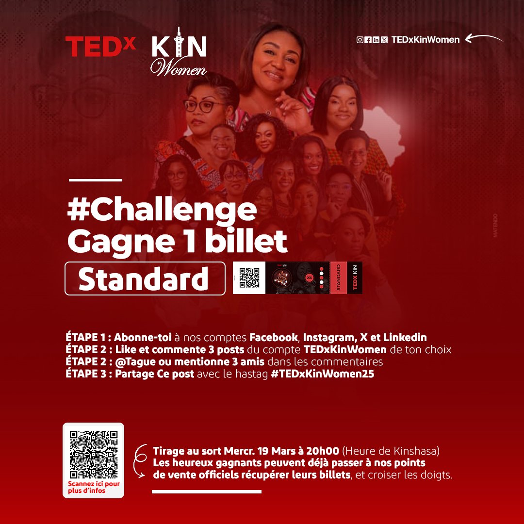 TEDxKinWomen's tweet photo. 😍 Incroyable ! Le Challenge #TEDxKinWomen25 revient. 

🎭 Gagne un billet Standard et bénéficie du meilleur des programmes de l'année, au coeur même de l'inspiration, de la Connexion et de la Transformation.

#ChallengeOfTheDay #ChallengeLeCM #GagneUnBillet https://t.co/dYhoONMrYl