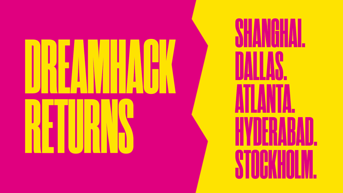 DreamHack's tweet image. The 2025 DreamHack tour has been set

🇨🇳 Shanghai • May 16-18
🇺🇸 Dallas • May 23-25
🇺🇸 Atlanta • Oct 31 - Nov 2
🇮🇳 Hyderabad • Oct 31 - Nov 2
🇸🇪 Stockholm • Nov 28-30

Where will we see you? 🗺️