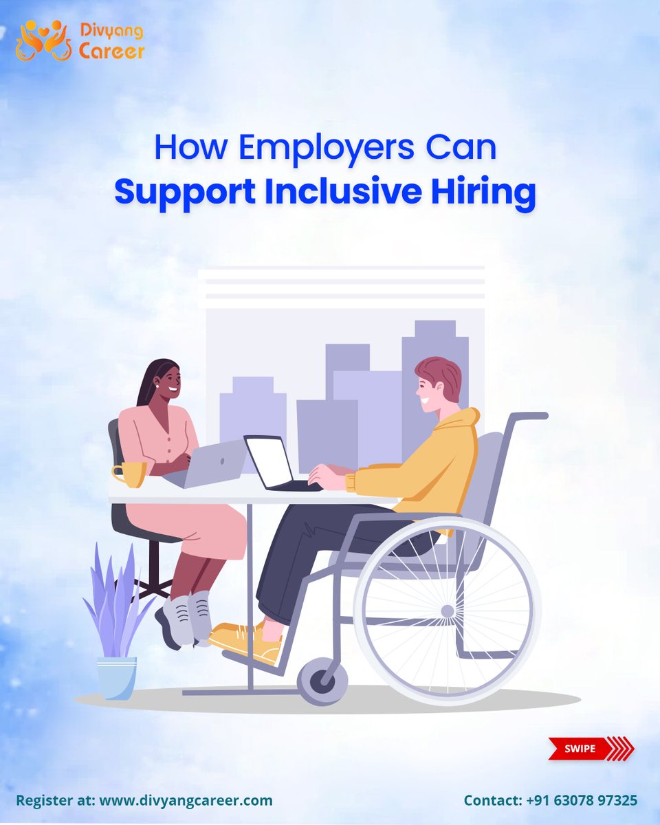 DivyangCareer's tweet photo. Building an inclusive workplace starts with inclusive hiring! Employers can foster diversity by providing equal opportunities, accessible work environments, and embracing talent beyond limitations. #CreateOpportunities #pwdjobs #PWDs https://t.co/WI0Ugq7pBF