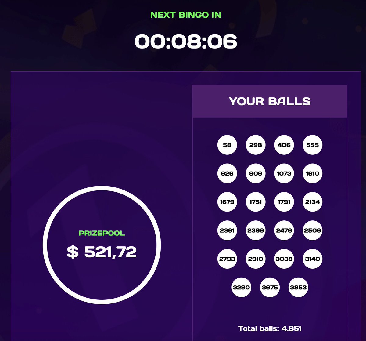 Someone just won $521 on Bingotoken.fun

Just hold $BINGO and play for free (Every 100k $BINGO = 1 Ball)

dexscreener.com/solana/9m81zat…

CA: AQuR3wksvX1X4RWBvmJUBRV1hxPXo132C8jQeCEdXWiN

t.me/bingotoken_fun
