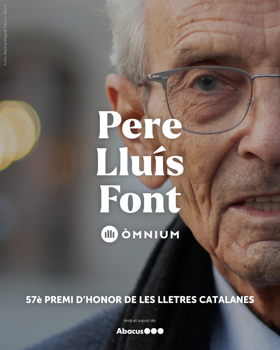 El filòsof, teòleg i traductor Pere Lluís Font és el 57è Premi d’Honor de les Lletres Catalanes!

Una de les figures intel·lectuals de més prestigi que ha tingut el món del pensament, ha contribuït a la normalització de la llengua catalana com a llengua filosòfica.

Enhorabona!