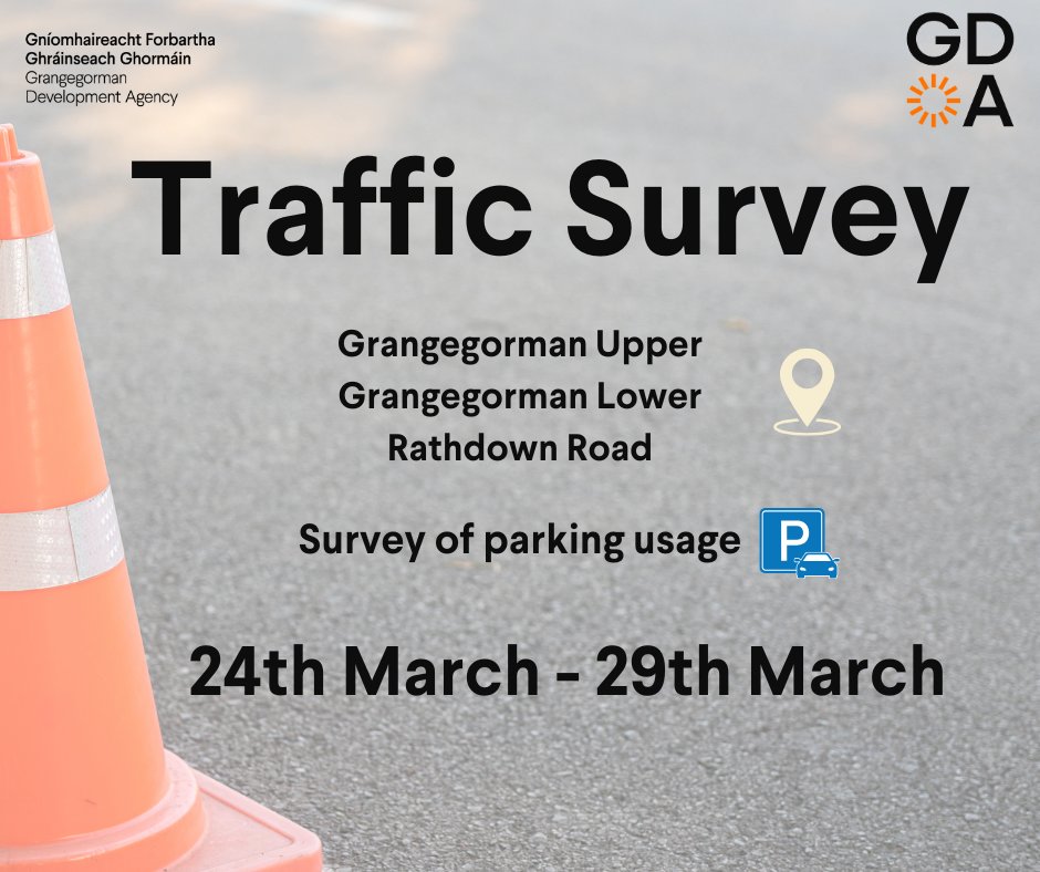 A survey will take place from March 24 (Mon–Thurs: 07:00–22:00, Sat: 08:00–14:00) on Grangegorman Upper, Lower &amp; Rathdown Rd following public feedback on junction works.

⚠️ No disruption – this is a data-only survey with no lasting changes.

#Grangegorman #TrafficSurvey #Dublin