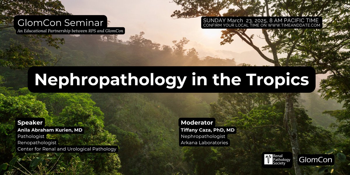 GlomCon (@glomcon) on Twitter photo Join GlomCon and Renal Pathology Society <a href="/Renalpathsoc/">Renal Pathology Society</a> this Sunday
Nephropathology in the Tropics by Dr. Anila Abraham Kurien <a href="/AnilaKurien/">Anila Abraham Kurien</a>
ID: 875 5077 1266
Passcode 202122
Sign up 👉 bit.ly/signup-glomcon
#GlomCon Join GlomCon and Renal Pathology Society <a href="/Renalpathsoc/">Renal Pathology Society</a> this Sunday
Nephropathology in the Tropics by Dr. Anila Abraham Kurien <a href="/AnilaKurien/">Anila Abraham Kurien</a>
ID: 875 5077 1266
Passcode 202122
Sign up 👉 bit.ly/signup-glomcon
#GlomCon
