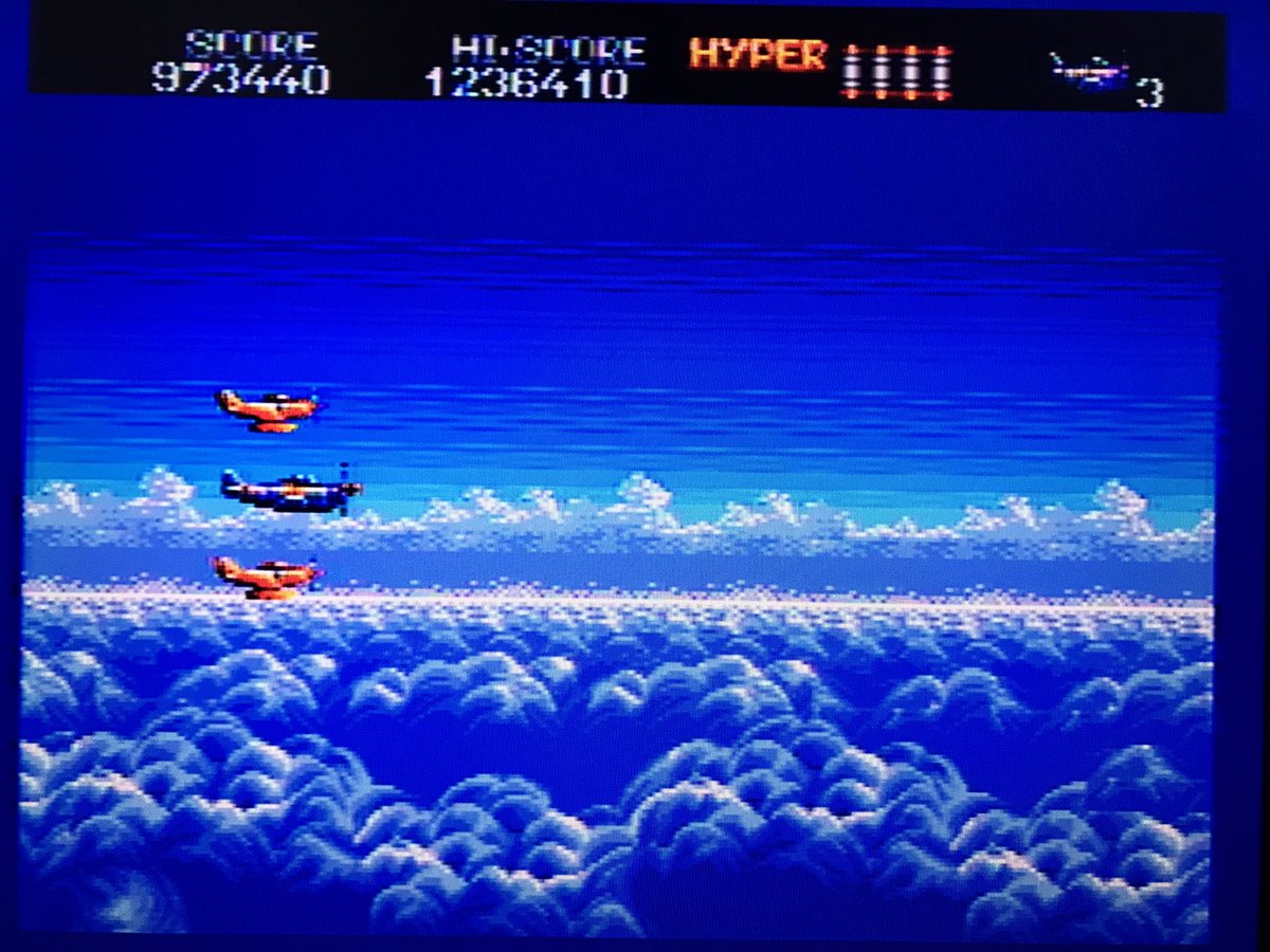 DR3_gdr3bstg's tweet photo. 実は早上がったのでそそくさ帰宅して

P-47II MD
ノーコンクリア
最終的には難易度ハード ノーミスノーボムクリアしました
ボムライフ様様

ミス後、初期スピードに戻るのが辛い印象(敵も弾もSTGとして少し速め)
4面の空背景が綺麗でお気に入りです
#P47MD

細かい所感は念の為リプへ↓ https://t.co/rNg4t4HgWs
