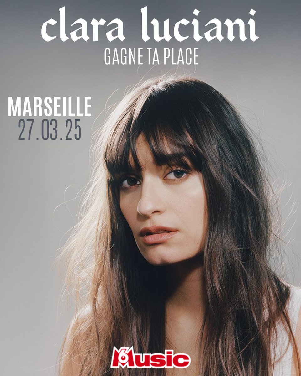 #CONCOURS 
M6 Music t'offre ta place pour aller voir <a href="/claraluciani/">Clara Luciani</a> en concert au Dôme de #Marseille le jeudi 27 mars 2025 🤩
Pour participer :  
🔥 Follow <a href="/M6MusicOfficiel/">M6 Music</a>     
🔥 Repost la publication
🔥 Tag ton +1  
Bonne chance à tous 🍀