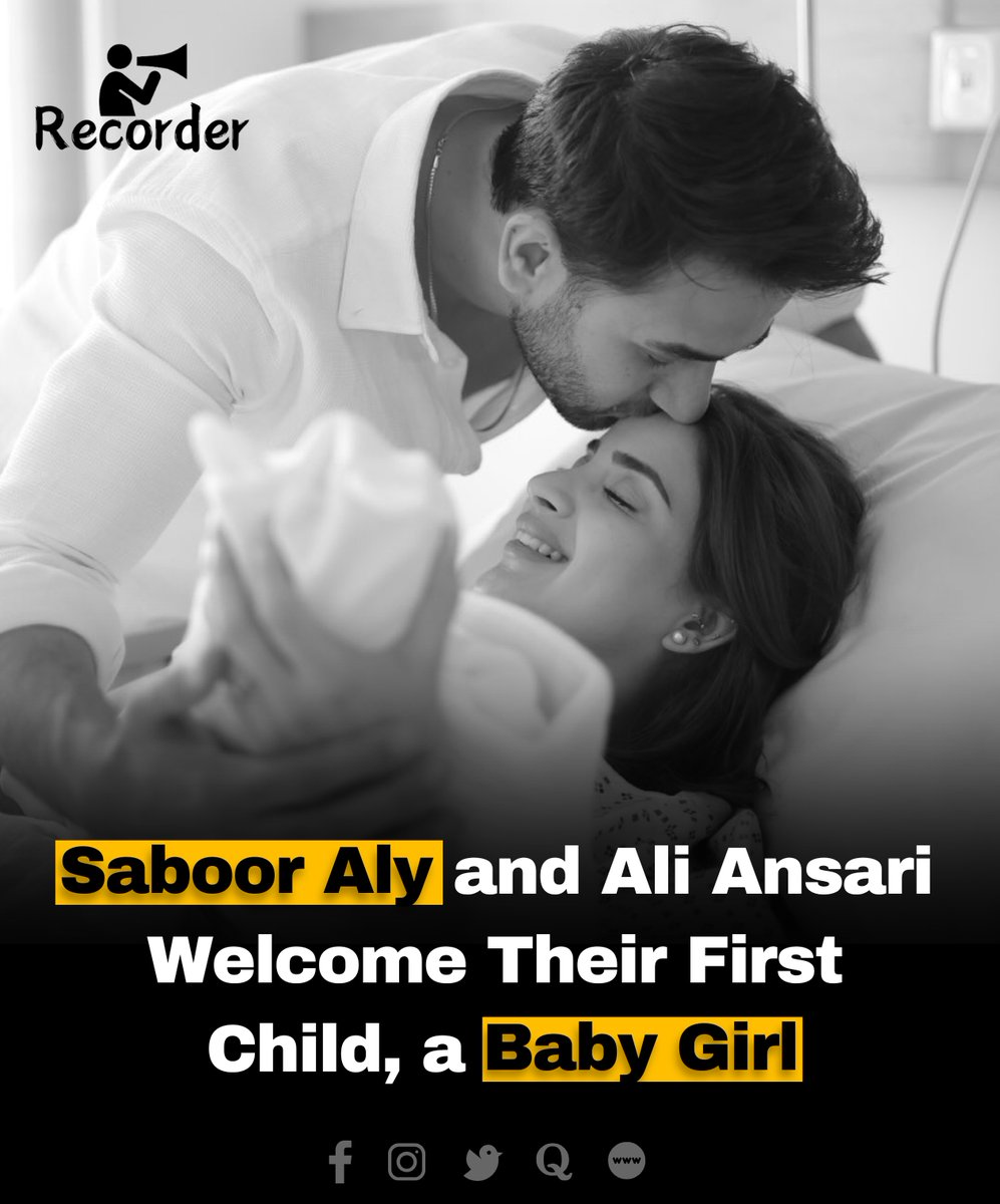 FrontPak9's tweet photo. Pakistani actors Saboor Aly and Ali Ansari joyfully welcomed their first child together, a beautiful baby girl named Serena Ali.
#sabooraly #AliAnsari #welcomeserena #newparents #babygirl #pakistanicelebrities #tinymiracles #FamilyJoy https://t.co/pyp2uLTywy