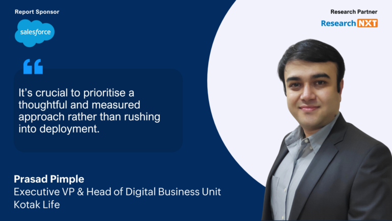ResearchNXT's tweet photo. AI is transforming insurance! 
Prasad Pimple from @Kotak_Life  explains how AI unifies data, enhances customer experience &amp;  efficiency.

Discover more in the “Implementer’s Guide to AI,” backed by Salesforce.

Register now: https://t.co/tYIH95QhUy

#AI #Insurance #Salesforce https://t.co/HqvxxeTn2F
