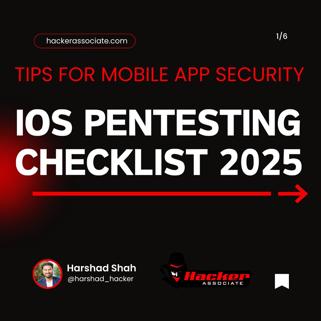 harshad_hacker's tweet image. 🚨 iOS Pentesting Checklist [ 41+ Vuln Checklist ] 📱🔒

Thread1/6

✨ I’ve created a Burp Suite extension named &quot;iOS Suites&quot; 🛠️ for pentesters!

📥 Download now and start your iOS pentesting journey today! 🚀

#BugHunting 🔍, #InfoSec 🔒, #Vulnerability 🎯, #Hacker 👨‍💻,…