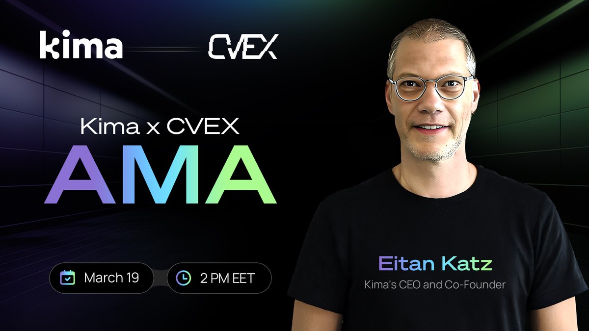 Kima Network (@kimanetwork) on Twitter photo 🎤 CVEX x Kima AMA Starts Soon!
Join us TODAY as our CEO, <a href="/eitank/">eitan</a> Eitan Katz and James Davies - CEO of <a href="/cvex_xyz/">Crypto Valley Exchange Protocol (CVEX)</a> will discuss the DeFi's Liquidity Fragmentation Challenge!
✅ Date: March 19
✅ Time: 12pm utc
➡️ Set your reminders and don’t miss out: x.com/i/spaces/1ypKd… 🎤 CVEX x Kima AMA Starts Soon!
Join us TODAY as our CEO, <a href="/eitank/">eitan</a> Eitan Katz and James Davies - CEO of <a href="/cvex_xyz/">Crypto Valley Exchange Protocol (CVEX)</a> will discuss the DeFi's Liquidity Fragmentation Challenge!
✅ Date: March 19
✅ Time: 12pm utc
➡️ Set your reminders and don’t miss out: x.com/i/spaces/1ypKd…