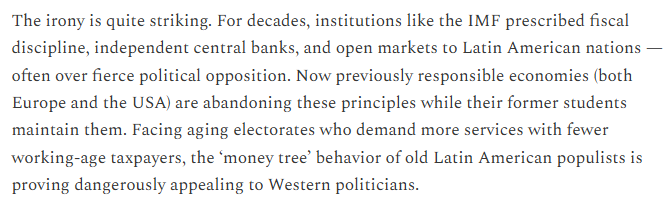 Latin American economic populists  have embraced fiscal discipline and central bank independence after painful economic experimentation. What lessons for Europe? 
Read my post today (link below).