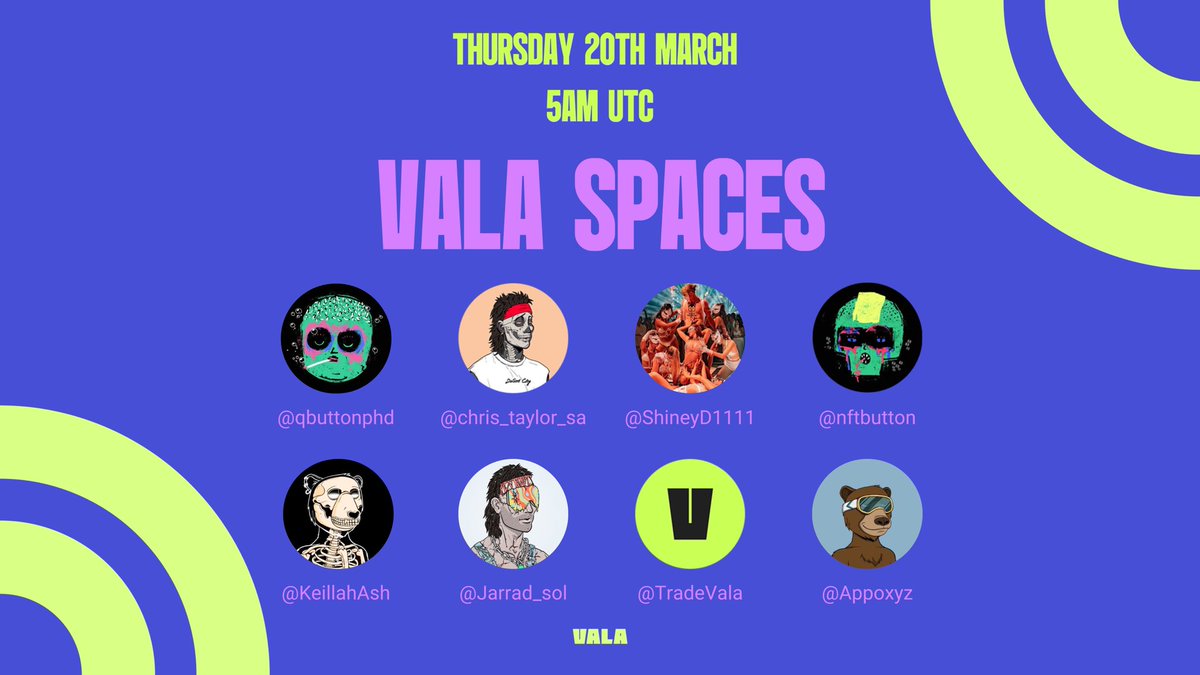 ATTENTION VALIENS!👽

Join us for our next VALA Mega Spaces tomorrow at 5am UTC | 11pm EST. 

This one is especially for all of our VALIENS down under 🇦🇺🦘🪃 

We have an epic panel lined up for you as always🎙️ 

Set those reminders👇🏼