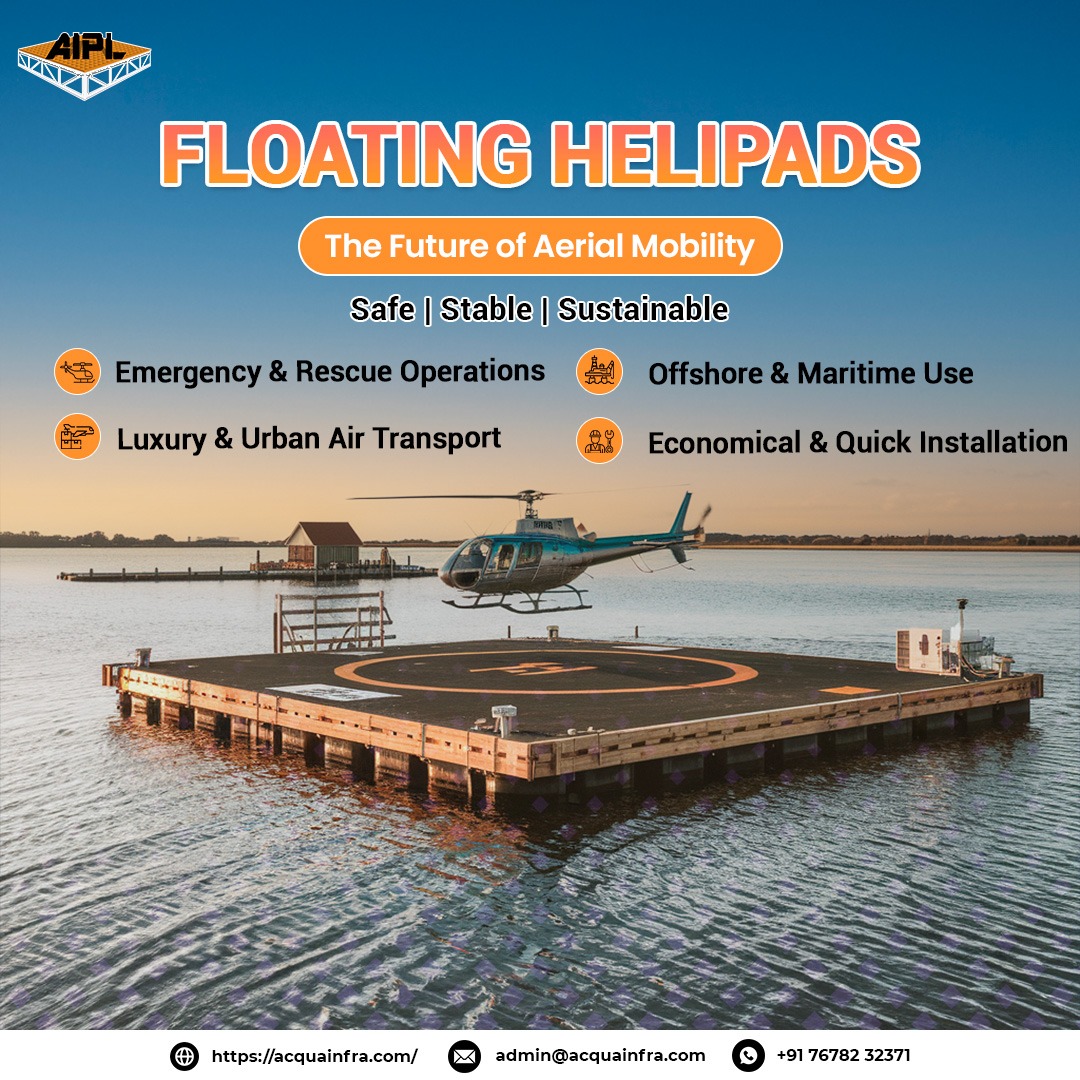 AcquafrontInfra's tweet image. Helicopters landing on water? It’s no longer just an idea!
Economical &amp;amp; quick to install, these helipads ensure seamless aerial access anywhere!

Read more: acquainfra.com/floating-helip…

#AerialMobility #FloatingHelipad #FutureOfTransport #AcquaInfra