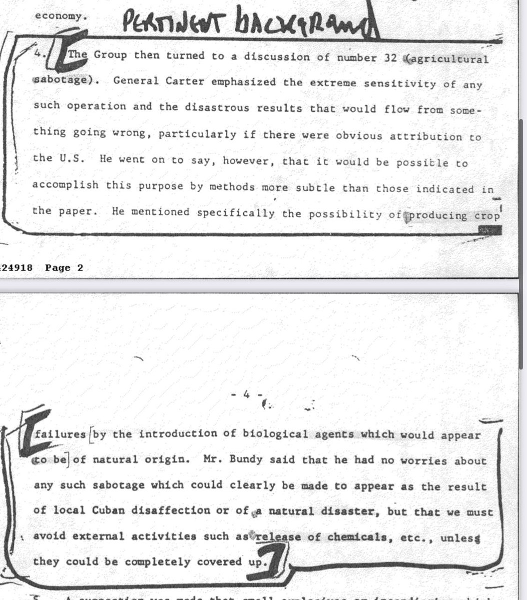 athanassi2's tweet image. Damn these #OperationMongoose files are crazy.
👿🤬
The CIA admit they had plans for “agriculture sabotage” by initiating crop failure via “#biologicalagents ”.

The #CIA had plans touse bioweapons for regime change.

If theyare willing to dothis,what else are they willing todo?