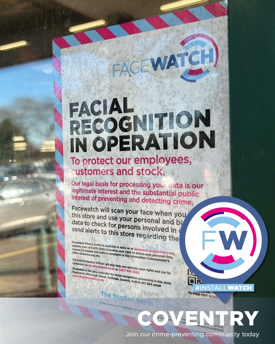 Installing daily across the length and breadth of the UK - we've visited Coventry recently. Are we in your town?

Call us now 0207 930 3225
Book your free demo here bit.ly/3DyjGon

#Facewatch #FacialRecognition #Retail #CrimePrevention #Installwatch #Coventry